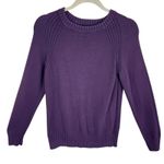 Jeanne pierre 100% Cotton Purple Long Sleeve Tight Knit Pullover Sweater Size M Photo 0