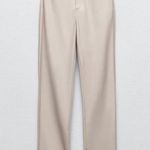 ZARA  Faux Leather Super High Rise Slim Flare Pants Slit Size 2 34 Long Beige Photo 11