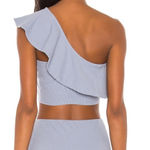 Privacy Please  Waverly One Shoulder Crop Top Ruffle Blue Size L Photo 0