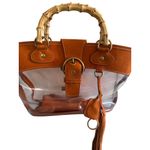 Miu Miu Orange Suede PVC Top Bamboo Handle Bag Photo 4