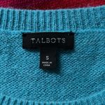 Talbots Sweater Womens Small Multicolored Wide Stripe Winter Scene Deer Knit Photo 4