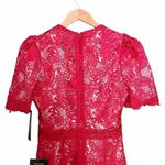 Lulus NWT  Red Crochet Lace Amore Fitted Midi Dress Size XS Wedding Guest NEW Photo 5