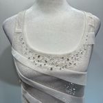 White House | Black Market Beige Sequined Tank w Sheer Mesh Overlay & Rhinestones Photo 5