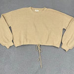 Elan Anthropologie  Sweater Women L Tan Crop Oversized Ribbed Knit Pullover Photo 0