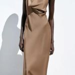 ZARA  Brown Halter satin maxi Dress evening wedding party cocktail  Photo 0
