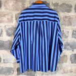 Aerie  NWT Vertical Stripe Button Down Shirt Blue Navy Long Sleeve XL Oversized Photo 1