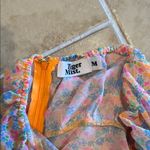 White Fox Boutique Floral Off-Shoulder Dress w/ orange slip under neath Photo 3