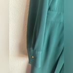 Topshop Dark Green Pleated Long Sleeve Button Up Structured Shirtdress US10 Photo 3