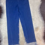 Rehab Lab denim high waisted rhinestone/chained fringe hem sz medium Blue Photo 0