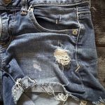 American Eagle Shortie‎ Denim Jean Shorts Cuffed Distressed Size 2 Blue Photo 3