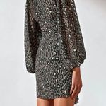 Shona joy  Buell Plunged Draped Mini Dress Leopard Size 2 Faux Wrap Cocktail Photo 6