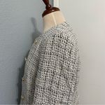 ZARA  New Women Luxury Ecru Black Fitted Textured Round Collar Blazer Size L Photo 14