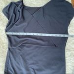 Edge Slate Gray Draped Front Raw Sheath Dress Photo 4