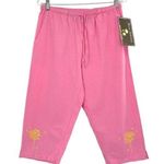 Jane Ashley Pink Cotton Drawstring Capri Pedal Pusher Pants Photo 0