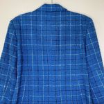 Cricket Lane Collection Wool Blend Textured Blue Plaid Blazer Jacket, Size 12 Photo 7