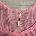 Free People  Pink Mesh Crochet Lace Sleeveless Cropped Tank Top Size M Photo 2