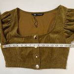 ZARA Olive Brown Corduroy Long Sleeves Crop Top Sz S Women Photo 5