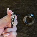 Statement Earrings gunmetal silver tone with oversized rhinestone Photo 2