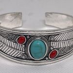 Bohemian Fashion Cuff Bangle Bracelet Simulated Turquoise Coral Silver Photo 0