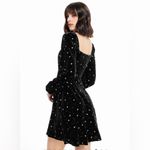 Cider Witchy Goth Black VELVET Silver STAR SQUARE NECK MINI DRESS Photo 1