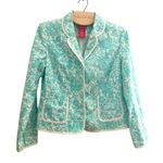 Oscar de la Renta OSCAR VINTAGE AQUA BLUE WHITE BLAZER JACKET CRYSTAL BUTTONS 8 Photo 1