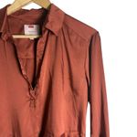 Cinq à Sept Cinq a Sept Kirin Orange Satin Ruffled Bell Sleeve Collared Blouse Top Size XS Photo 9