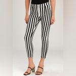 Lulus  Aptitude Black and White Striped Zip-Front Cropped Skinny Jeans Sz Small Photo 6