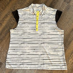 Coral Bay  Golf Womens Watercolor Striped Cap Sleeve Shirt Black Size XL Photo 0