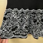 Voll Black White Floral Border Bell Sleeve Mini Dress Small Whimsigoth Goth Photo 3