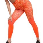 NEW WOLF & WHISTLE MESH ORANGE PRINT LEGGINGS 8 Photo 0