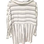 ZARA  Size XS White Blue Stripe Half Button Quarter Sleeve Thin Knit Top Photo 3