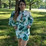 NWT Asymmetrical Hollow Out Print Dresses Long Sle Green Size M Photo 1