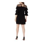 Gabby Skye Womens  Black Floral Mixed Media Ruffled Sleeve Dress - Sz 12 Photo 1