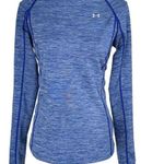 Under Armour  Small Fitted Cozy Crew Top Cold Gear Thumbholes Stretch Blue Womens Photo 0