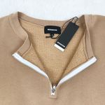 MONROW Tan Cropped Crewneck Sweatshirt Pullover Half Zip Boxy Casual Size XL New Photo 5