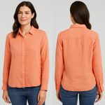 J.Crew Baird McNutt Irish Linen Button Down Shirt Women's 14 Coral Long Sleeve Photo 1