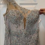 Mac Duggal NEW  Embroidered Applique Feathered One Shoulder Trumpet Gown Size 16 Photo 10