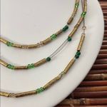 Chico's Chico’s Gold and Green Beaded Necklace Photo 1