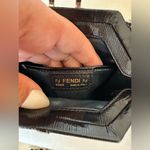 Fendi VINTAGE Black Patent Leather EVENING Bag BLACK WITH NAVY STRAP with COA Photo 10