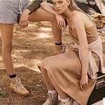 J.Crew  Gwyneth Cupro Blend Slip Dress Size 12 Pale Mocha Midi Sheath Minimalist Photo 7