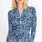 NWOT Calme Johnny Was SM Surf Shirt Blue Cheetah 112337 Photo 0