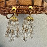Avon Gold tone clear lucite beaded multi strand clip on drop earrings Photo 3