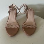 Loeffler Randall  Emi Scallop Block Heel Dress Sandal Ankle Strap Tan Size 9.5 Photo 1
