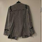 ZARA houndstooth tweed jacket zip front pockets black white xs Photo 6
