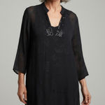 Chico's  Black Embroidered Sheer Silk Chiffon Tunic Top/Dress Size 3/XL Photo 0
