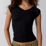 Urban Outfitters NWOT UO BDG Shannen Ribbed Black Crop Short Sleeve Tee size S Photo 0