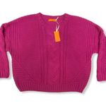 Hot Pink Cable Knit Pullover Sweater by ONE A Pink Size XL Photo 1