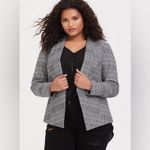 Torrid Black Plaid Houndstooth Cutaway Stretch Blazer Women’s Size 0 Large L Photo 1