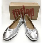 FitFlop Ballerina Mary Jane Flats Women's Size 6 Silver Leather Delicato Bow Photo 0