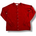 Carolyn Taylor Woman Cardigan Sweater XL Red Pearl Buttons SOFT Christmas Photo 1